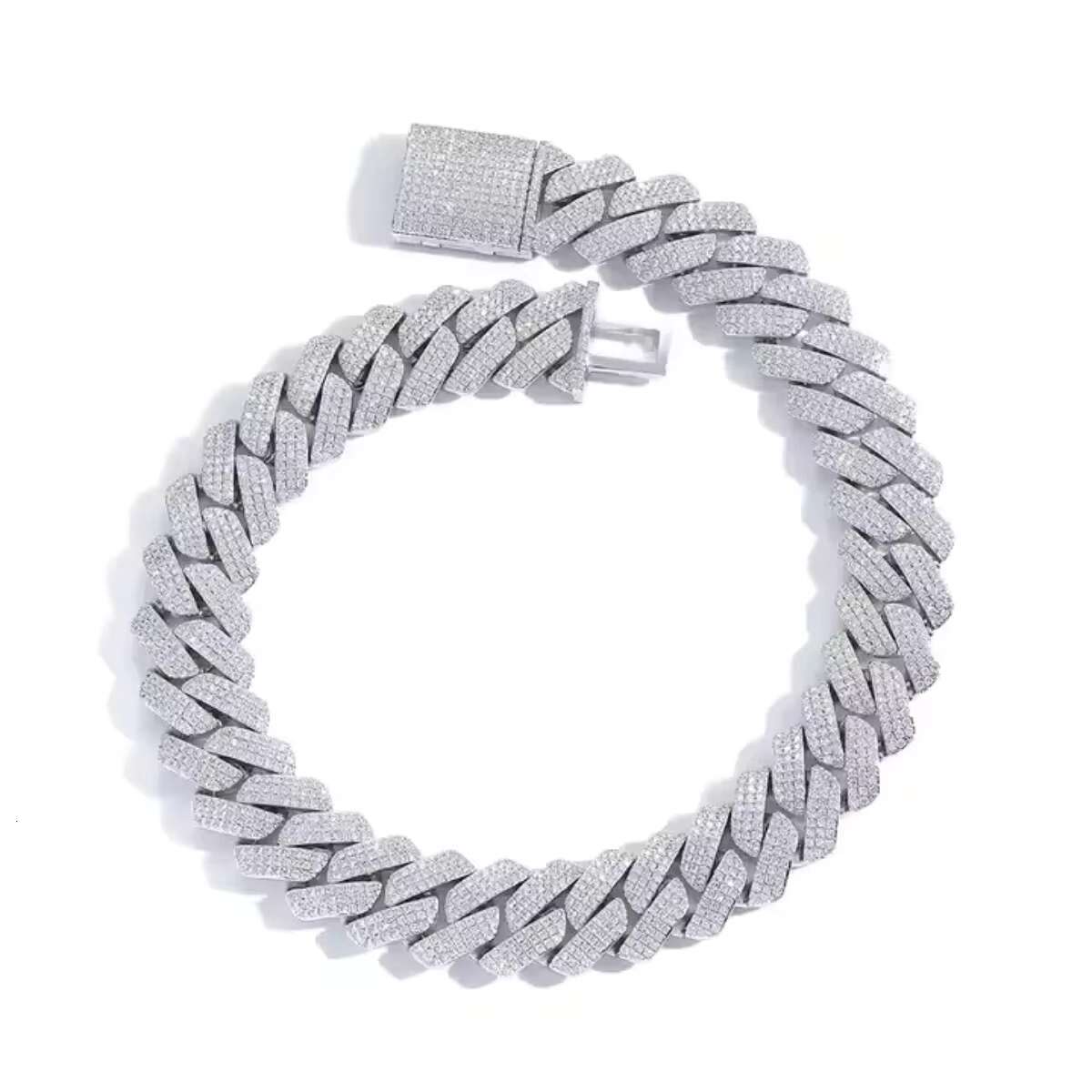 High Quality Fully Iced Out VVS Moissanite Cuban Link Chain Bracelet Classic Style Wholesale for Men