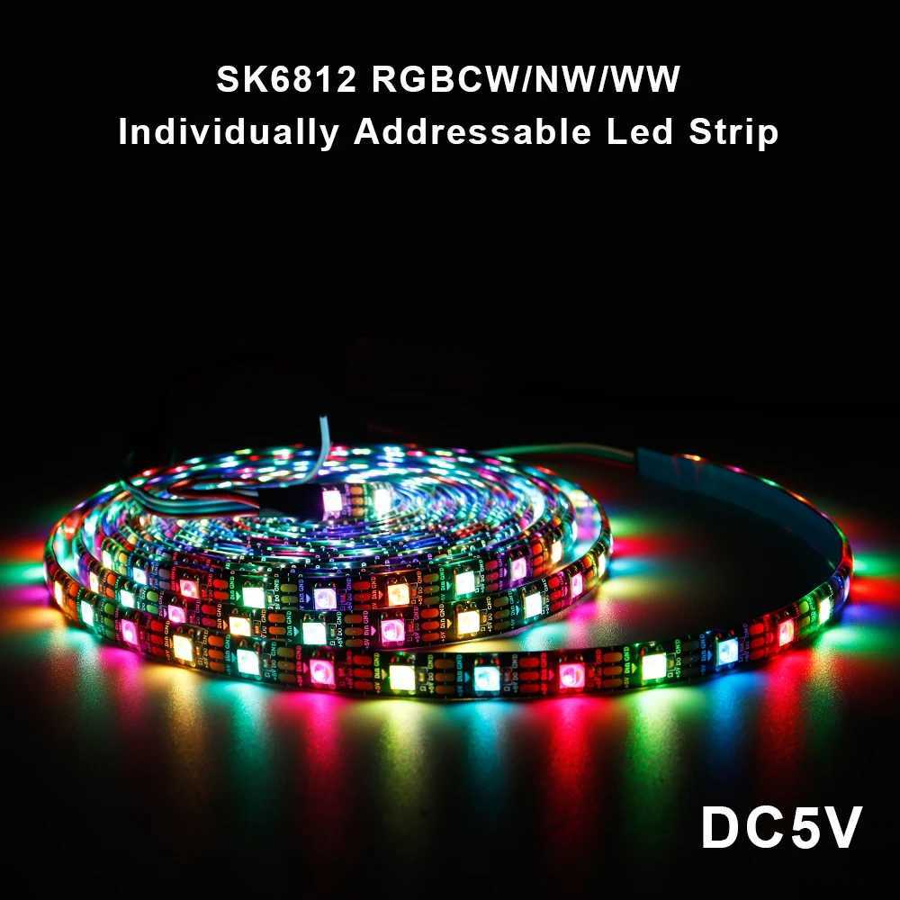 SK6812 RGBW (Similar to WS2812B) LED Strip Light 4 in 1 30/60/144Leds/Pixels/m Individually Addressable LED Tape IP30/IP65/IP67 DC5V W250701