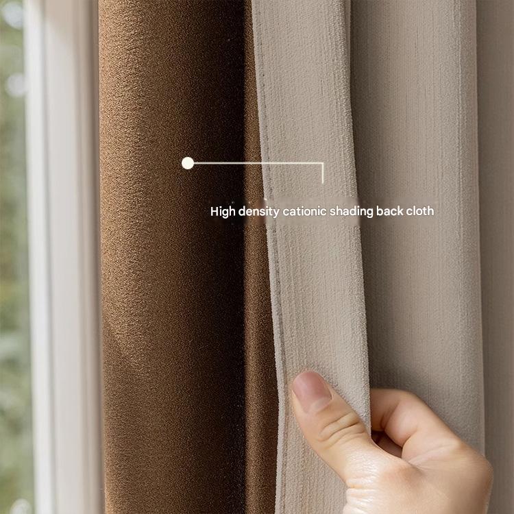 YL-34013 Free Shaped Cream Velvet Full Blackout Chenille Curtain Bedroom Living Room Hook Style French Light Luxury Cream Style