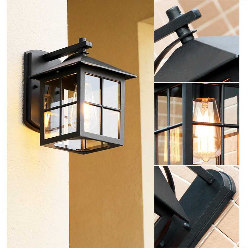 Outdoor Vintage Wall Lamp E27 Bulb Sconce Light Fixtures Retro LED Wall Lamp Porch House Home Yard Garden Lighting Black BronzeXJ250624