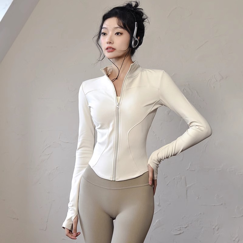 Spring and Autumn Lulu Women's Clothing Sports Top Running Fitness Shirt Long Sleeve Yoga Zipper Jacket