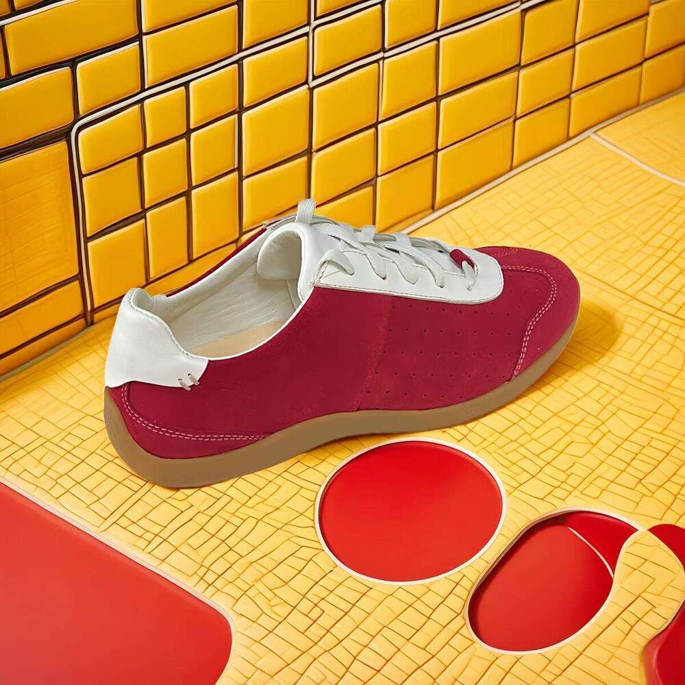Classic Red Casual Skate Shoes - Comfortable and Stylish Low-Top Design Okimoz