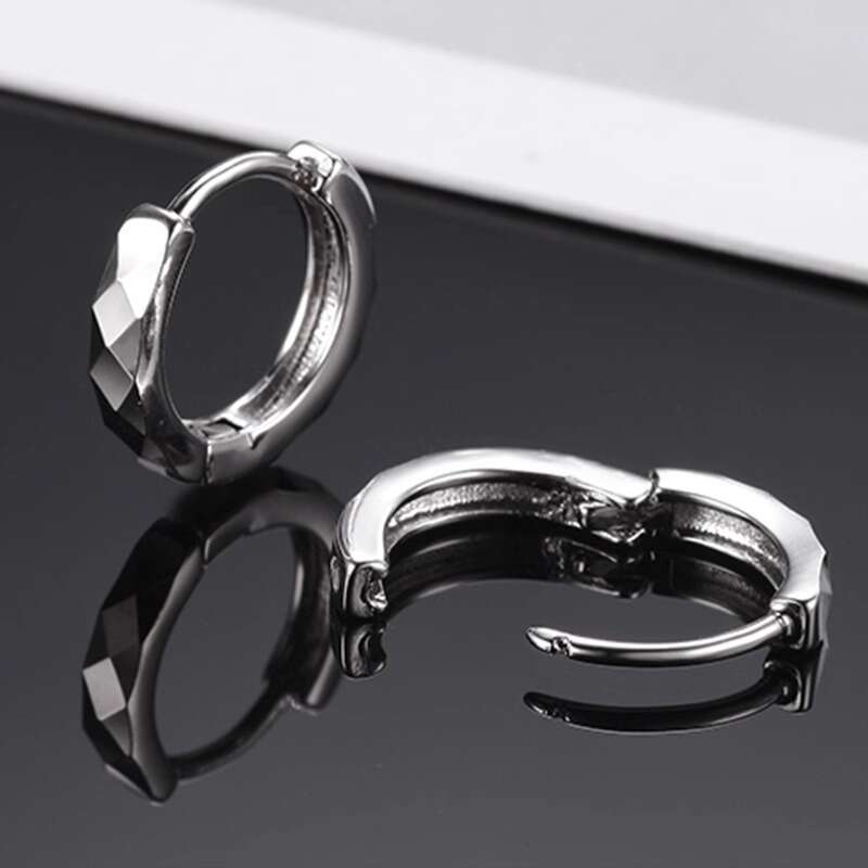 DHCollections Minimalist Geometric Hoop Earrings Unisex Dome Cut Stainless Steel Huggies Hypoallergenic Nickel Free Jewelry