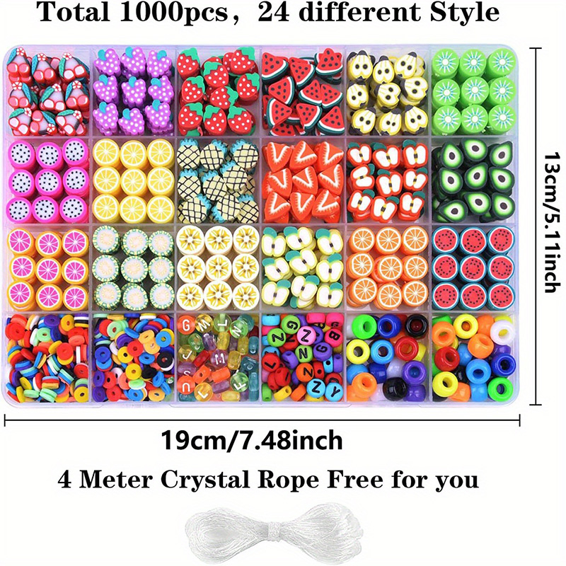 1000PCS Clay Beads Kit, 24 Animal Beads DIY Bracelet Making Set for Kids Crafts, Jewelry Necklace Earring Creative Art Supplies