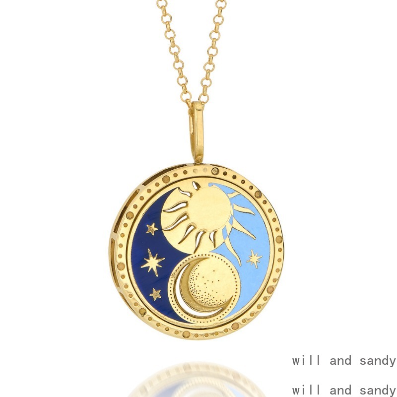 Non Tarnish 18k Gold Plated Tarot Coin Pendant Necklace Stainless Steel Star Moon Eye Charm Fashion Necklaces for Women Birthday Gift Girl Friend Vale