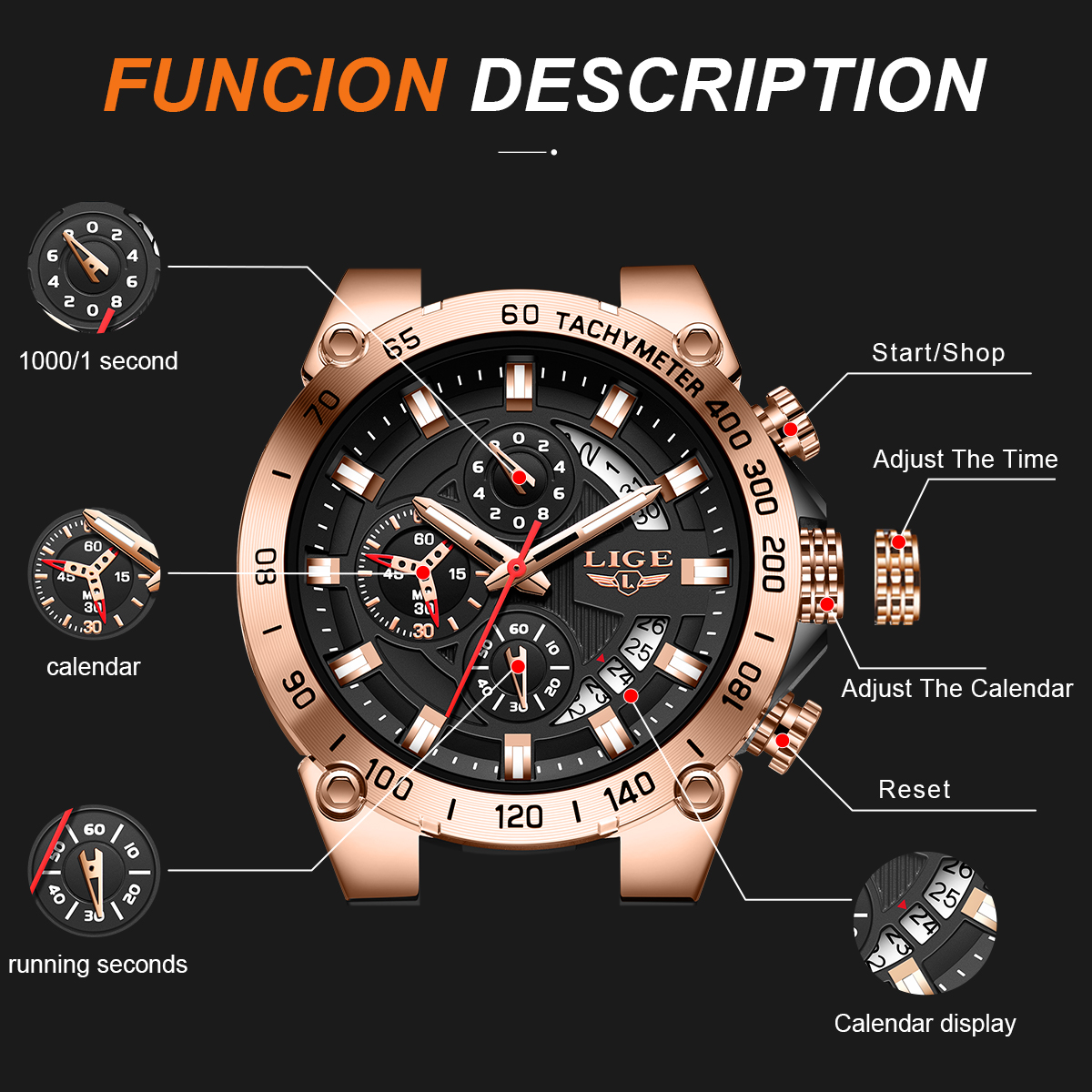 LIGE Men's Quartz Watch Sports Waterproof Watch Top Brand Style Square Case Fashion Business Watch Holiday Gift Teen Watch Student Watch