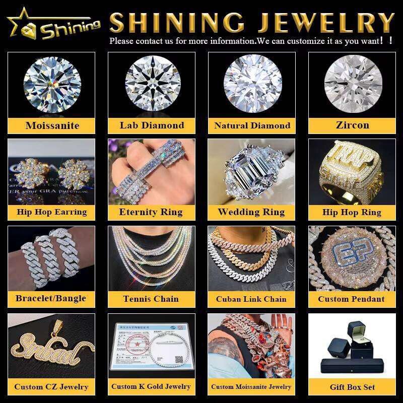 Custom Hip Hop Chain Sier VVS Moissanite Lab Dia Iced Out Jewelry Tennis Bracelet Cross Jesus Pendant
