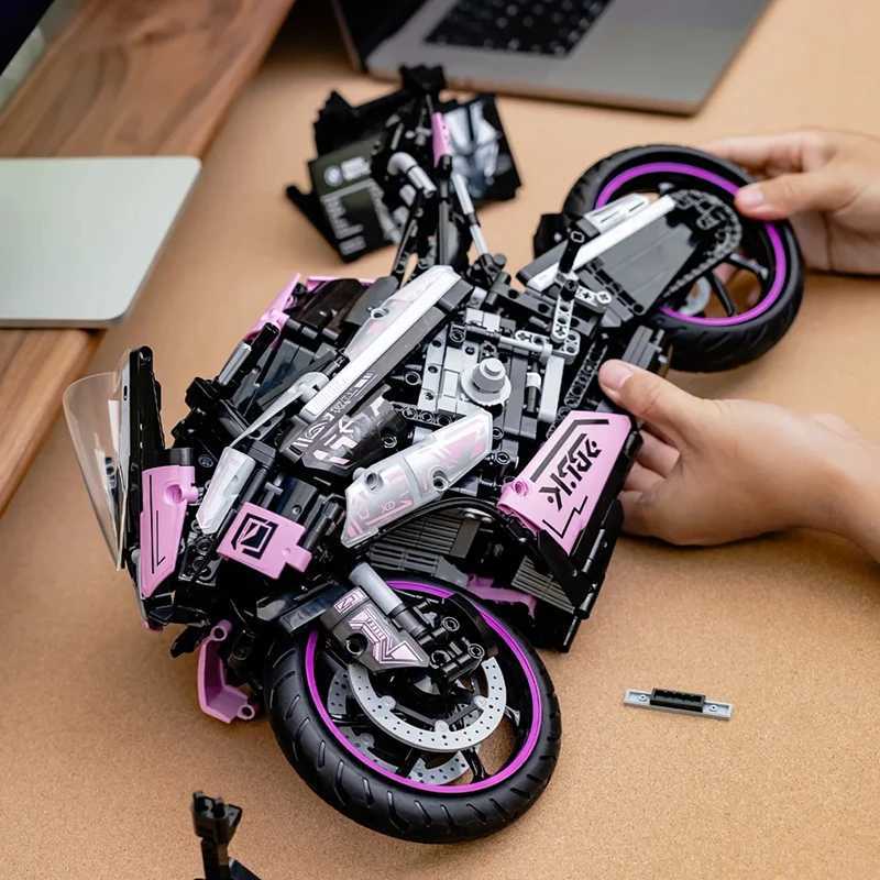Technical Pink Motorbike MOC 1000RR Building Blocks Model Vehicle Assemble Bricks Motorcycle Racing Car Toys Gift For Adults Kids XJ250702