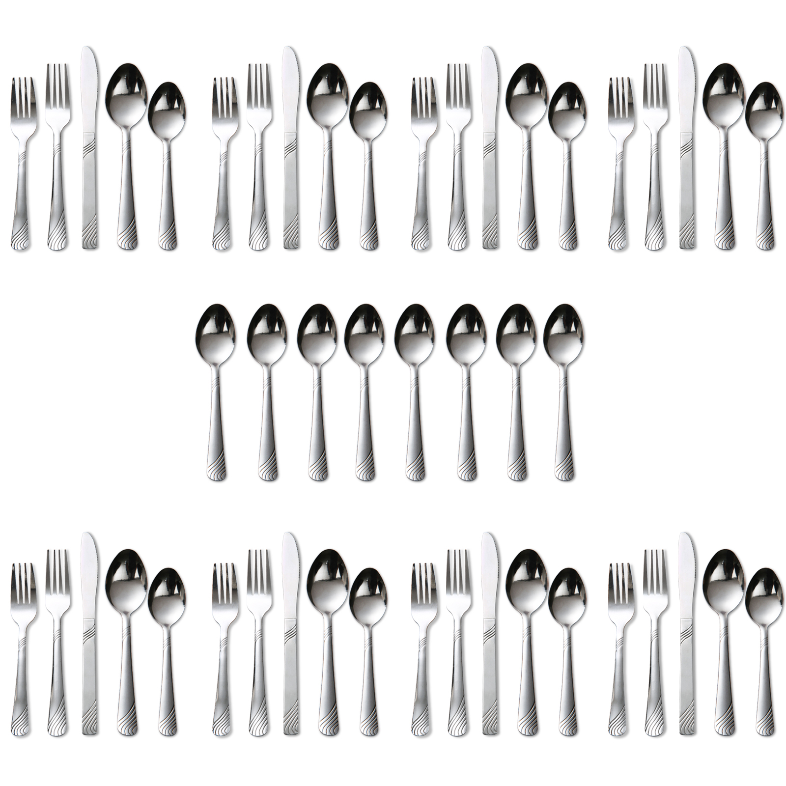Flatware Set of 48 Pieces, Service for 8, Silverware Set for 5 Plus 8 Teaspoon Stainless Steel Cutlery for Weddings & Event
