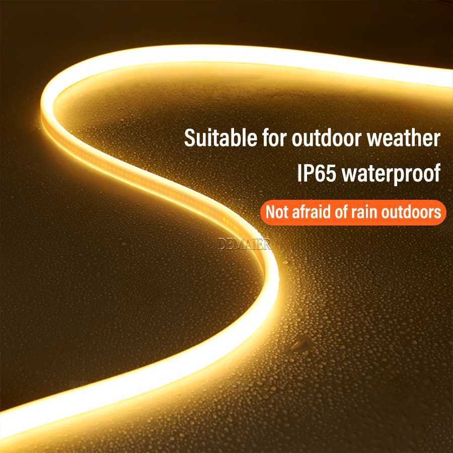 220V EU Plug COB LED Strip Light 360LEDs/m RA90 Flexible LED Strip Outdoor Lamp Waterproof Tape Kitchen Home Room Decoration W250701