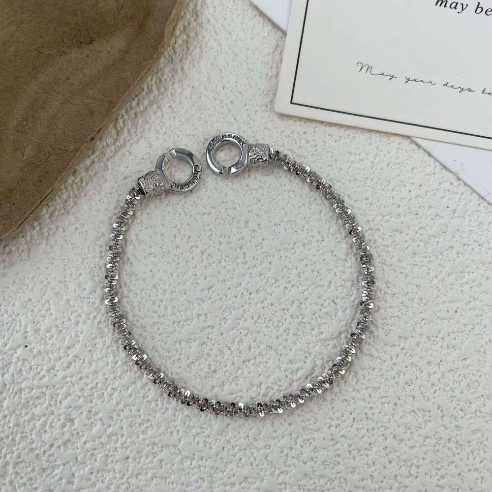 DHcollections New Sparkling Starry Sky Double Ring Lock Letter Bracelet Elegant Simple Light Niche Exquisite