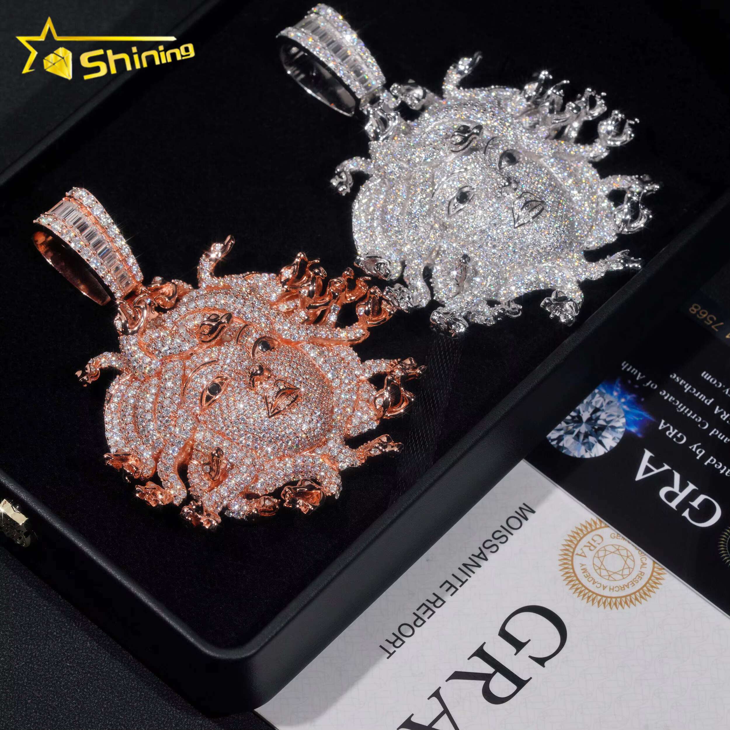 New Arrivals Medusa Pendant Hip Hop Fashion Vvs Moissanite Diamond Fully Iced Out Pendant Pass Diamonds Tester Fine Jewelry