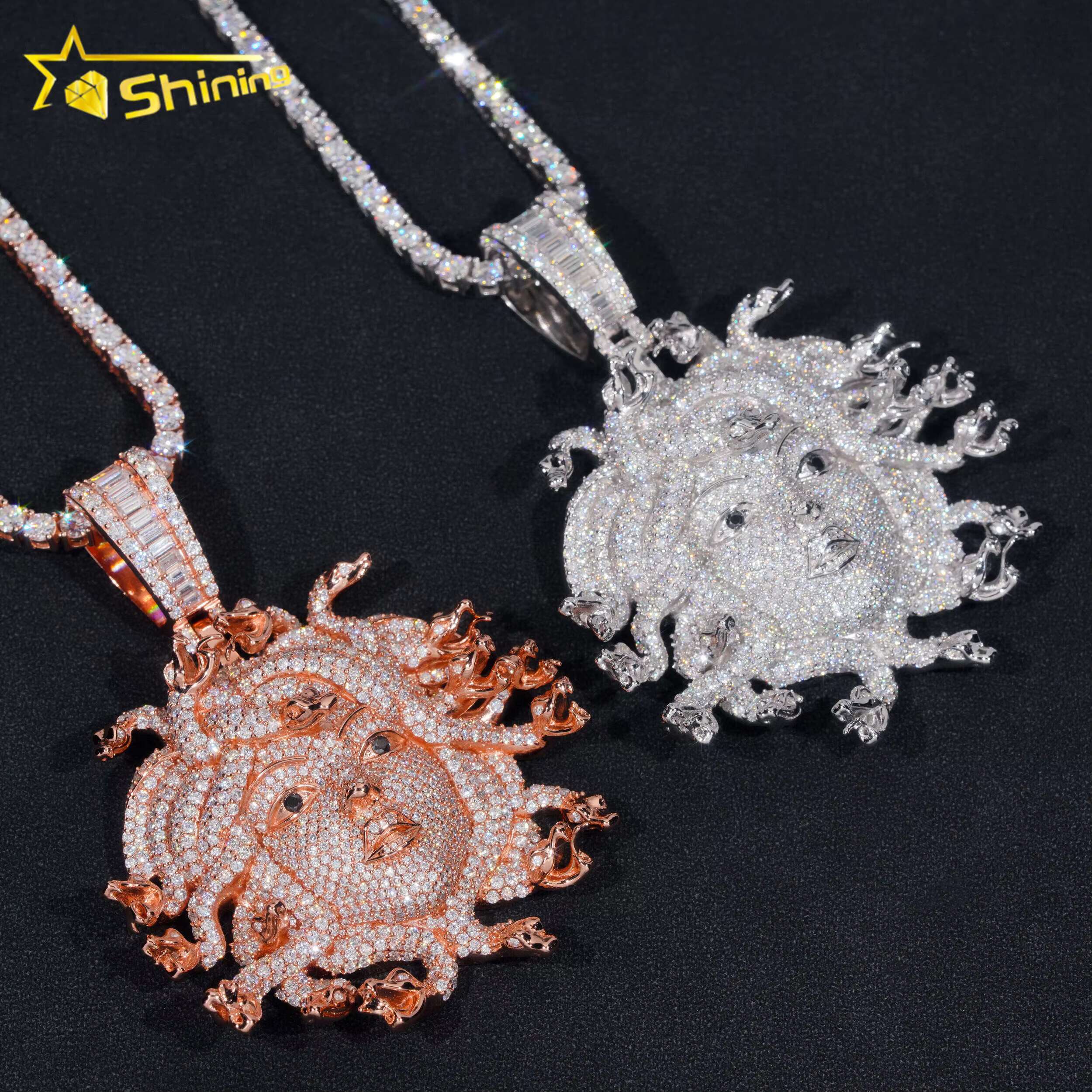New Arrivals Medusa Pendant Hip Hop Fashion Vvs Moissanite Diamond Fully Iced Out Pendant Pass Diamonds Tester Fine Jewelry