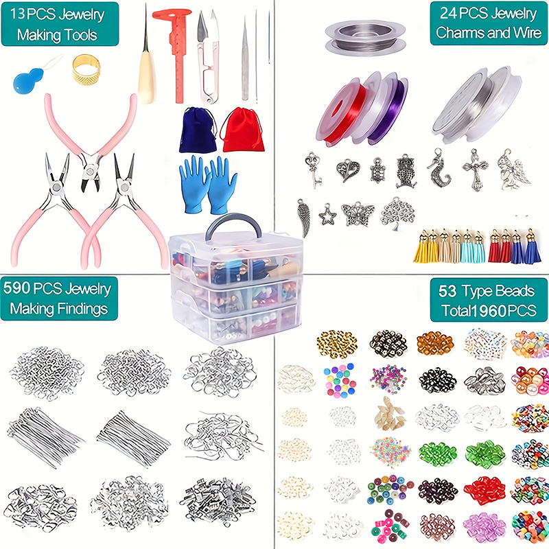 700PCS Bead Jewelry Making Kit with Pliers, Acrylic Letter Beads & Tools, DIY Bracelet Necklace Craft Set for Beginners