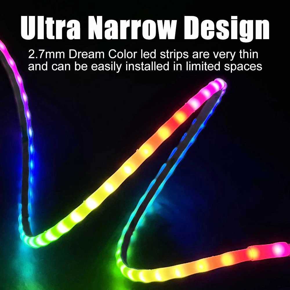 DC5V 2.7mm Ultra Narrow WS2812B COB LED Strip 160Led/m High Density Individually Addressable Flexible RGBIC Colorful Pixel Light W250701