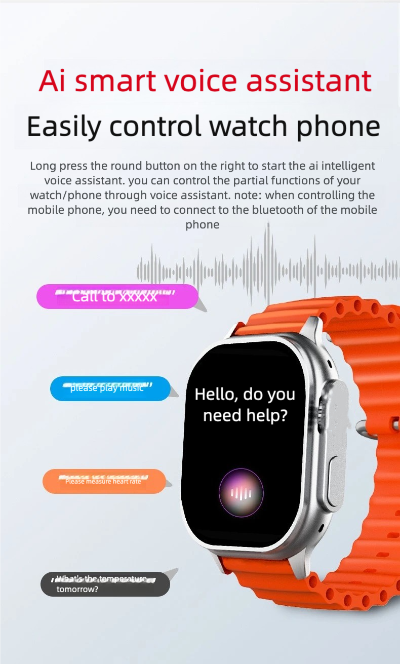 Watch Ultra2 Smart Watch, Bluetooth Sports Heart Rate Monitor, Extra Large Multi-function Dial free shipping