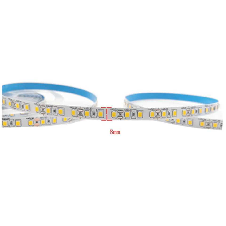Golden Yellow 5m Non Waterproof Set DC12V LED Strip 2835 8mm IP20 120LEDs/m for Home Decoration 12V DC flexible led tape ribbon W250701