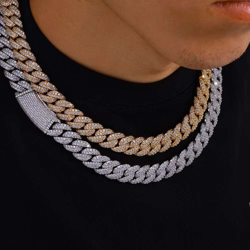 Jewelry Customized S925 Silver Moissanite Necklace Bubble Full Diamond Cuban Chain