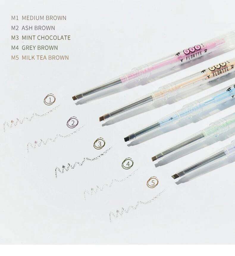 Flortte Mood Institute Fune Series Browpencil Double-head Superfine Eyebrow Enhancer Long-lasting Sdge-proof Women Eye Makeup X250702