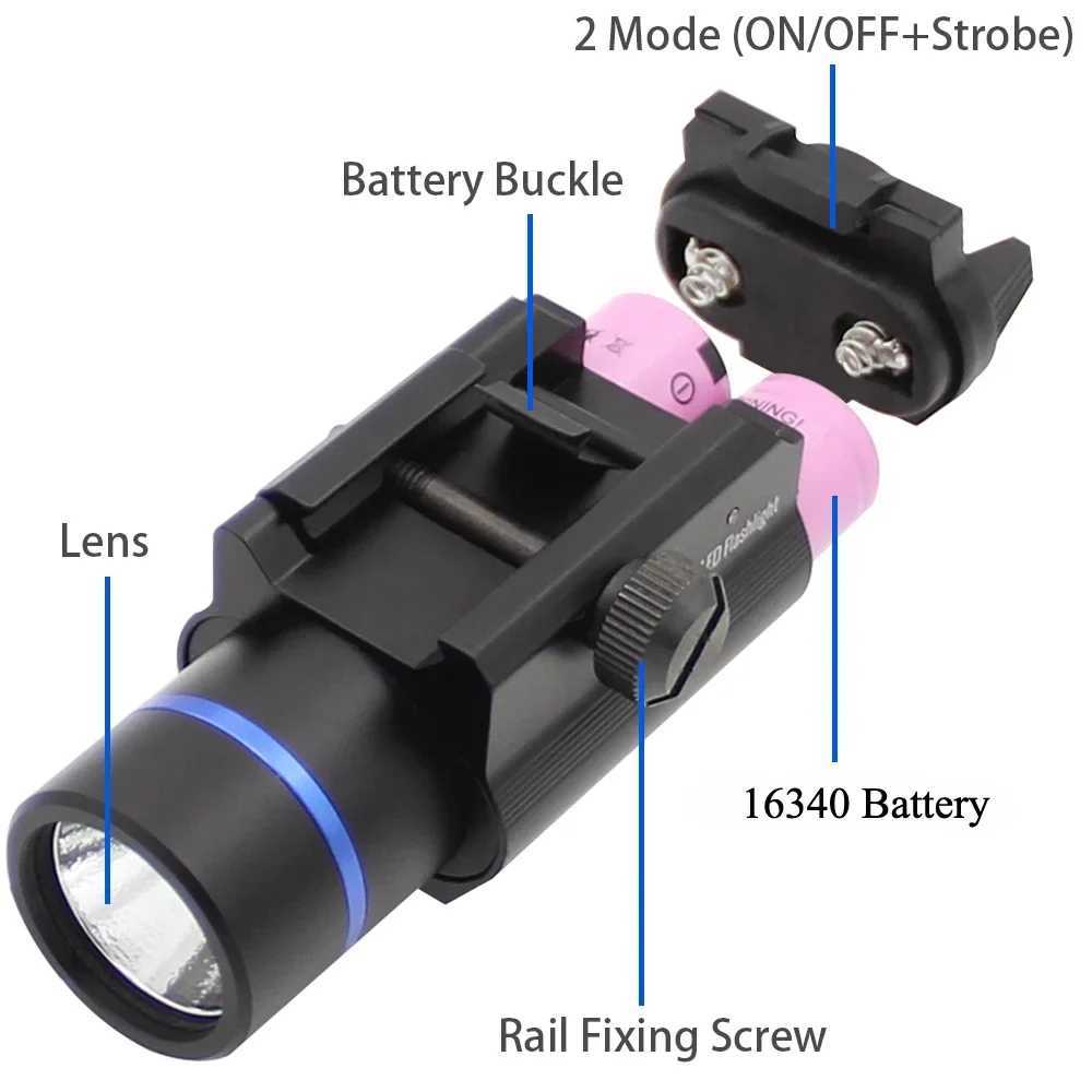 Tactical Weapon Gun Light 1000 Lumens TLR1 LED Flashlight 20mm GLOCK 17 Airsoft Rifle TLR7 Scout Torch Outdoor Hunting Lamp XJ250701