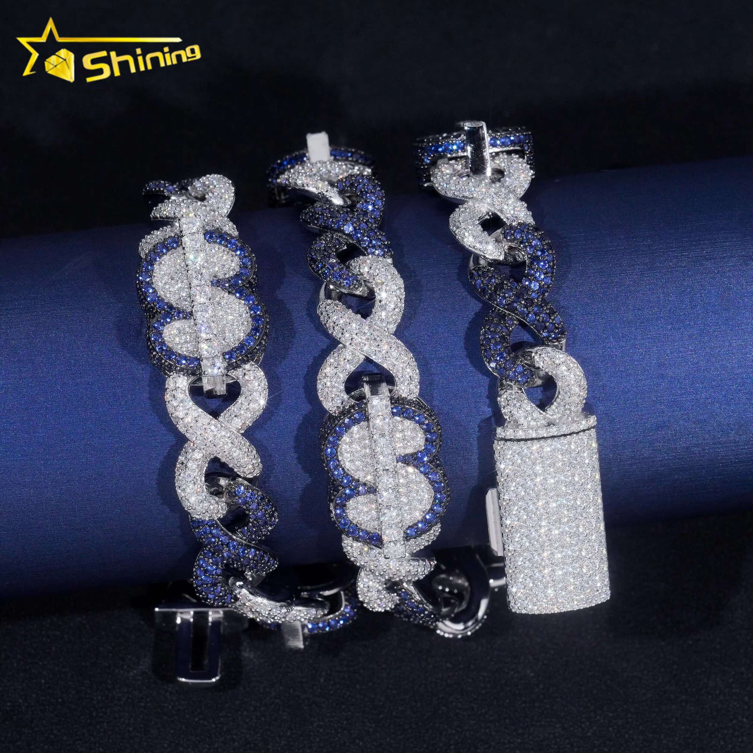 Rappers Hip Hop Jewelry Chain Gold Plated 925 Sterling Silver VVS Moissanite Diamond Iced Out Necklace Cuban Link Chain