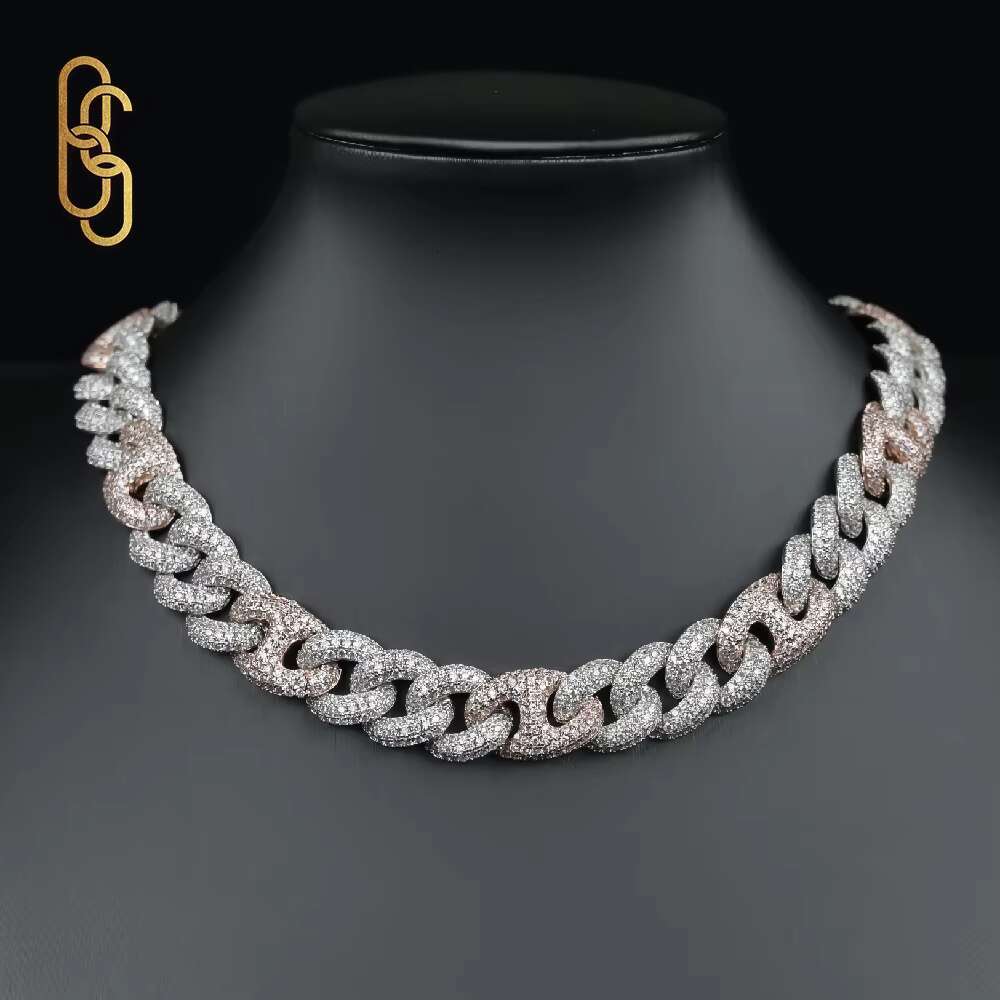 15MM 10K 14K Solid Gold Plated Moissanite CZ Cuban Necklace High Quality Emerald Cut VVS Moissanite CZ Miami Cuban Chain
