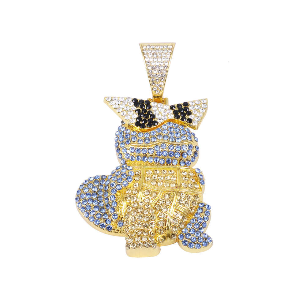 Trendy Rap Cartoon Turtle 3D Personality Squirtle Hip-Hop Style Inlaid Pendant b65
