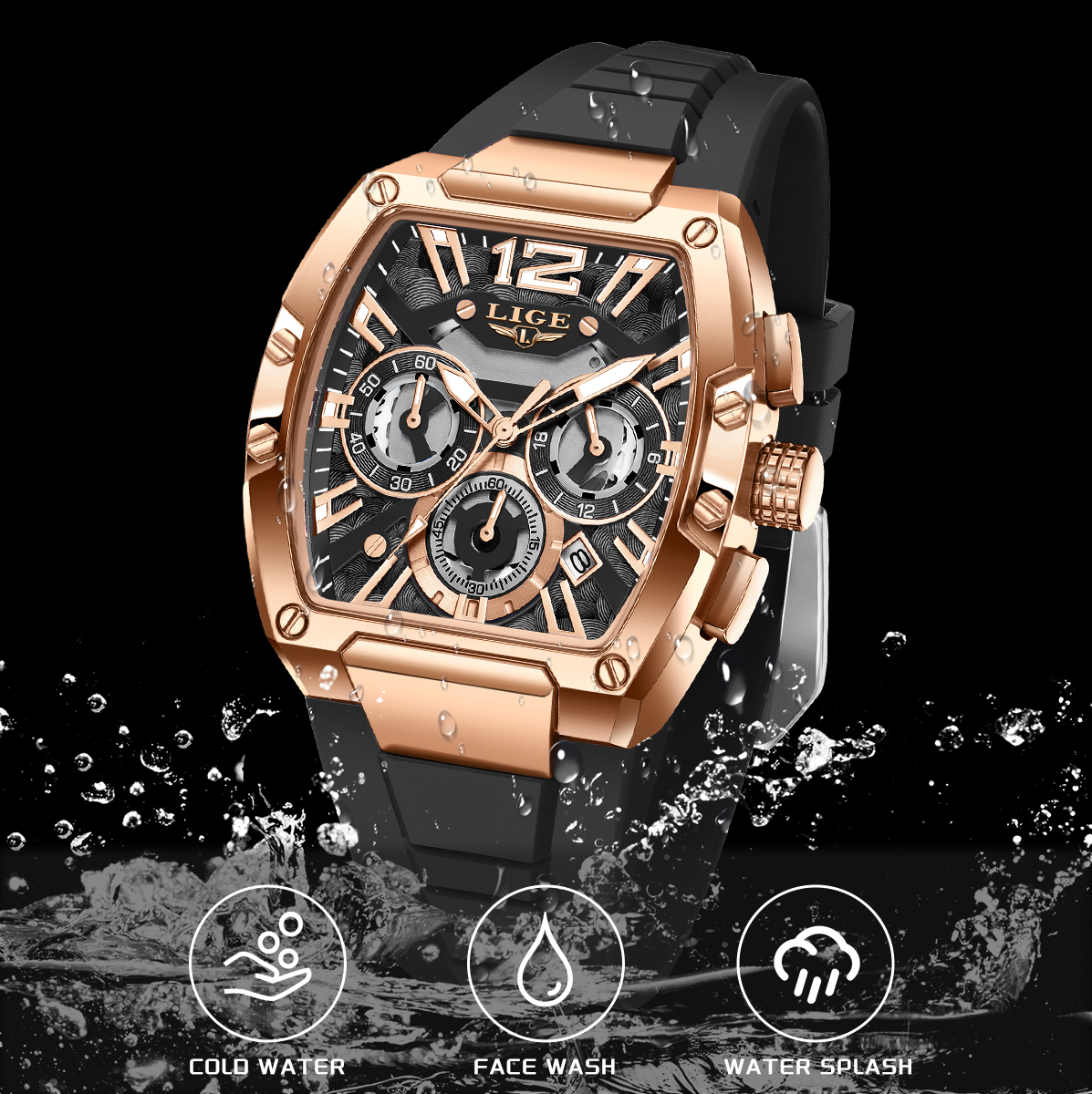 LIGE Men's Quartz Watch Fashion Business Watch Multifunctional Chronograph 24-hour Small Dial Holiday Gift Teen Watch Waterproof Watch