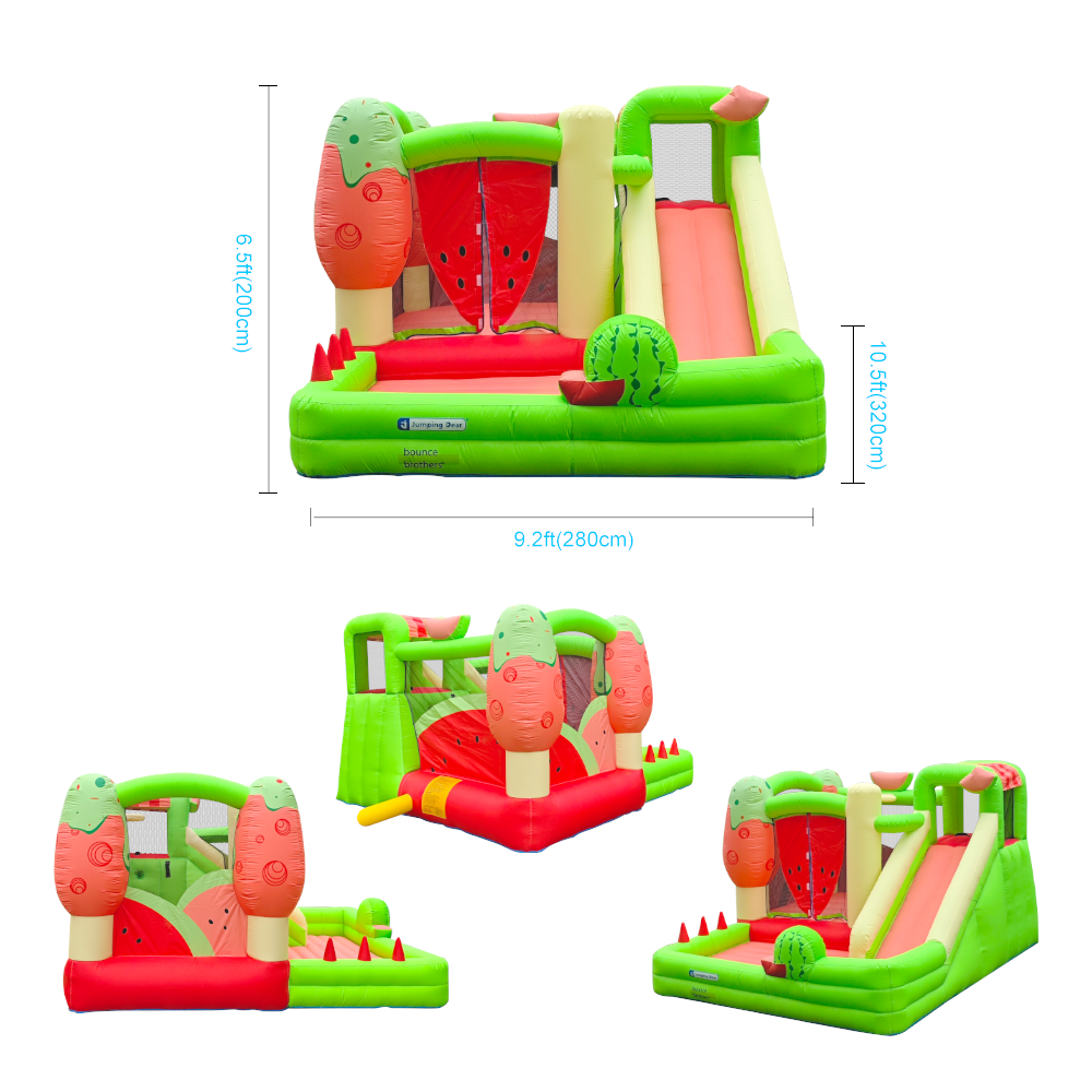 Colorful Watermelon Patterned Inflatable Play Area for Kids - Safe & Fun Trampoline Experience