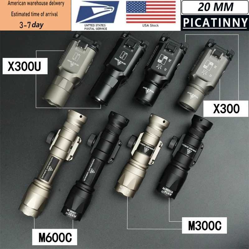 US Warehouse M600C M600 M300 X300U Ultra Tactical LED Scout Light Rifle Weapon Flashlight Hunting Momentary Pressure Switch XJ250701