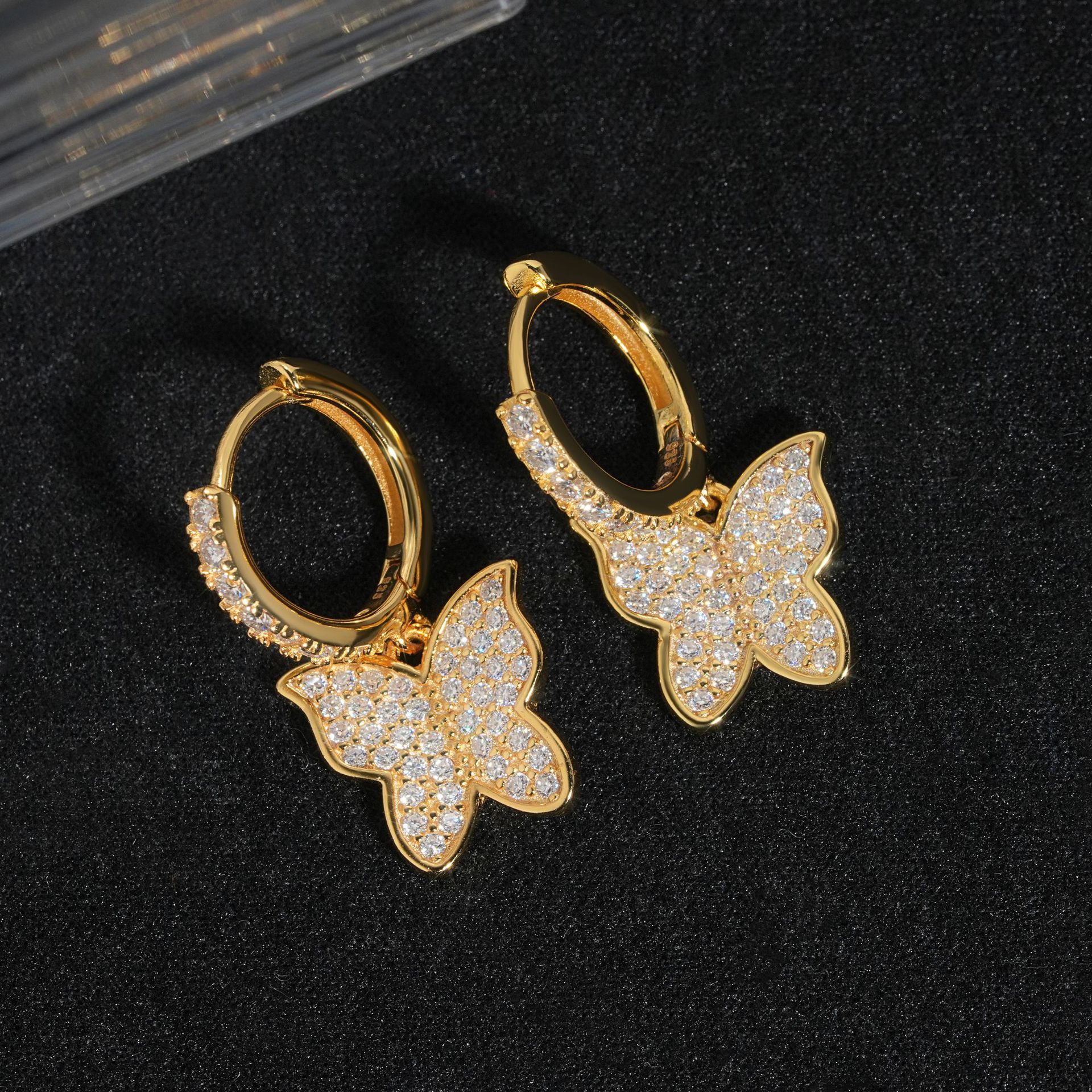 GRA Certified VVS Diamond Fully Iced Out Hip Hop 925 Silver Jewelry Moissanite Stud Earrings Butterfly Hoop Earrings