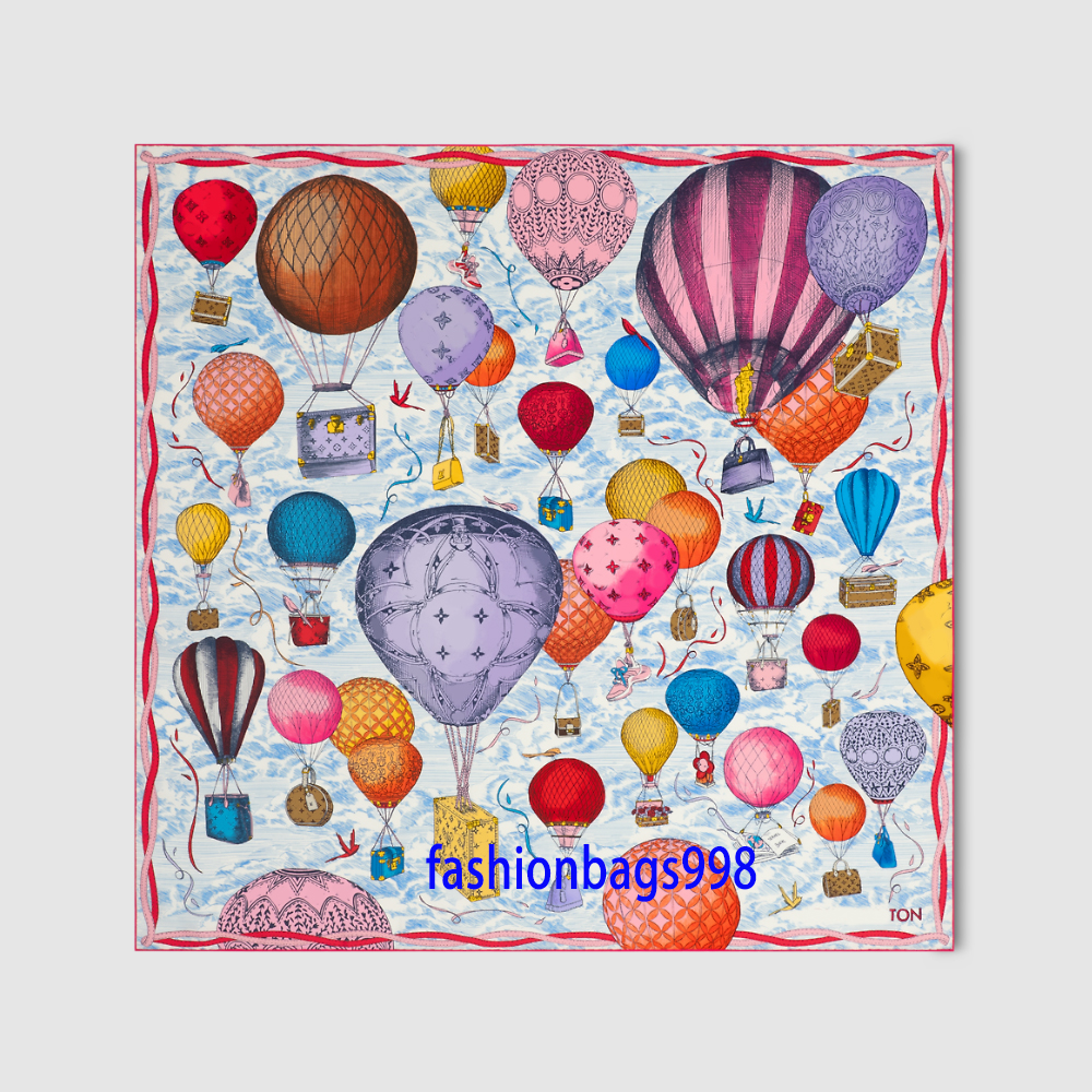 designer womens scarves UP AND AWAY 90 M96090 monogram cerise 55 silk square characters scarf fashion newest accessories high quality print colourful GM8211