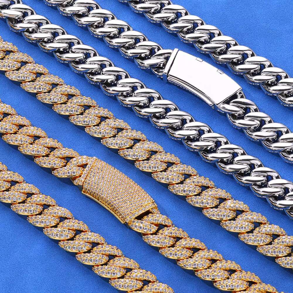 Jewelry Customized S925 Silver Moissanite Necklace Bubble Full Diamond Cuban Chain