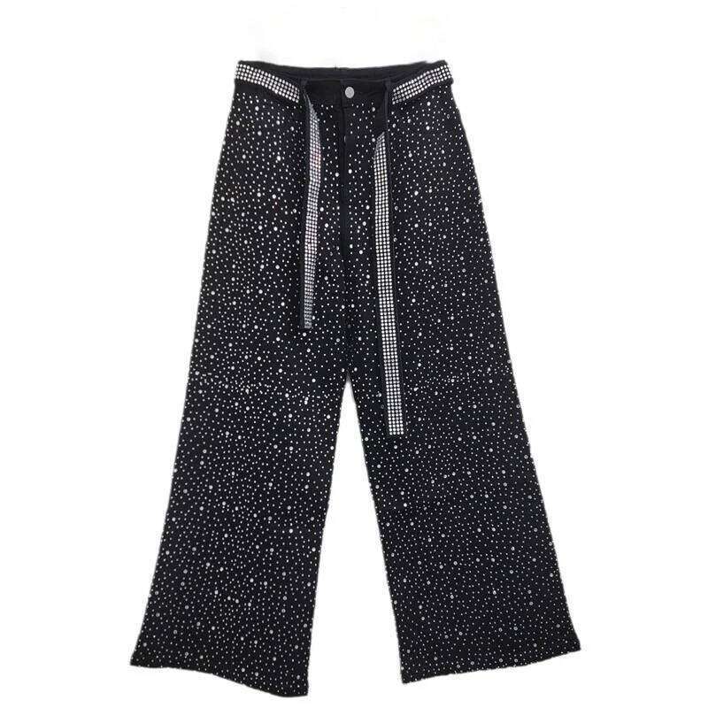 hoodie Wear WTHT Trendy Dias Straight Jeans For Women Winter Fashion New High Waist Belt Design Wide Leg Denim Pants Female 1Ls410 jacket