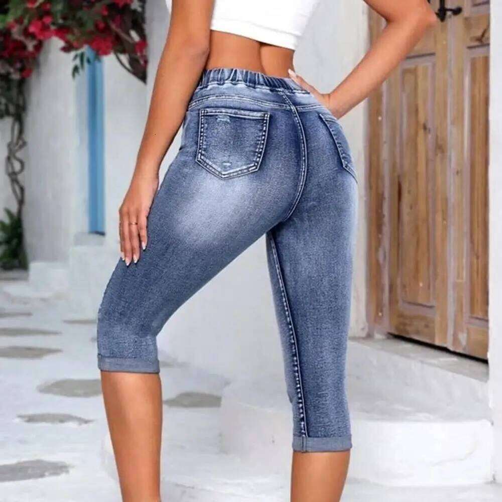 hoodie Women's Wear Denim Jeggings Women's 3/4 Short Jeans Leggings Summer 2021 Breeches Haruku High Waist Korean Vintage Mom Pants jacket