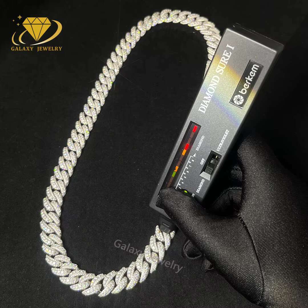 Hip Hop Jewelry 14mm 16mm 18mm 20mm Big Diamond Miami Cuban Link GRA Iced Out Cuban Link Chain S925 Moissanite Chain