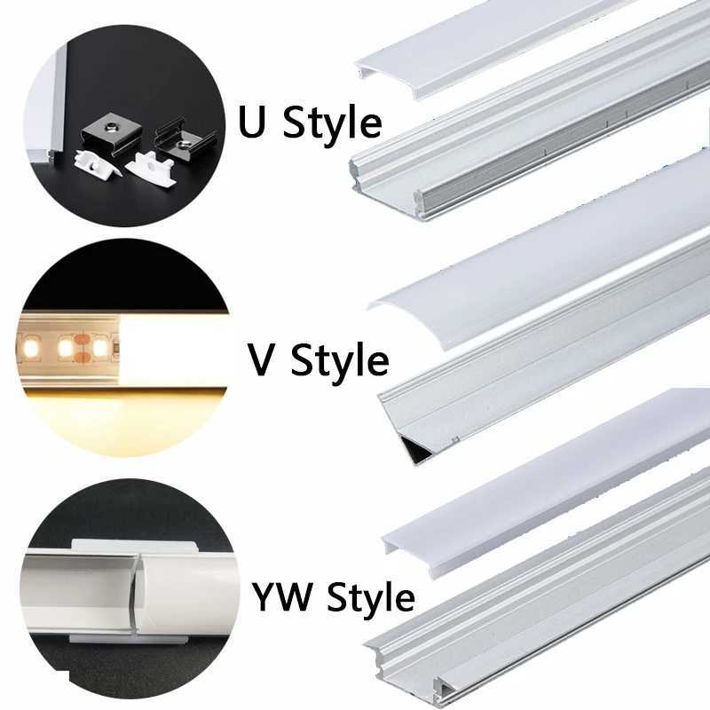 U/V/YW Style Shaped 50cm Silver Aluminium LED Bar Light Channel Holder Cover Connector DIY For LED Strip Light Bar Cabinet Lamp W250701