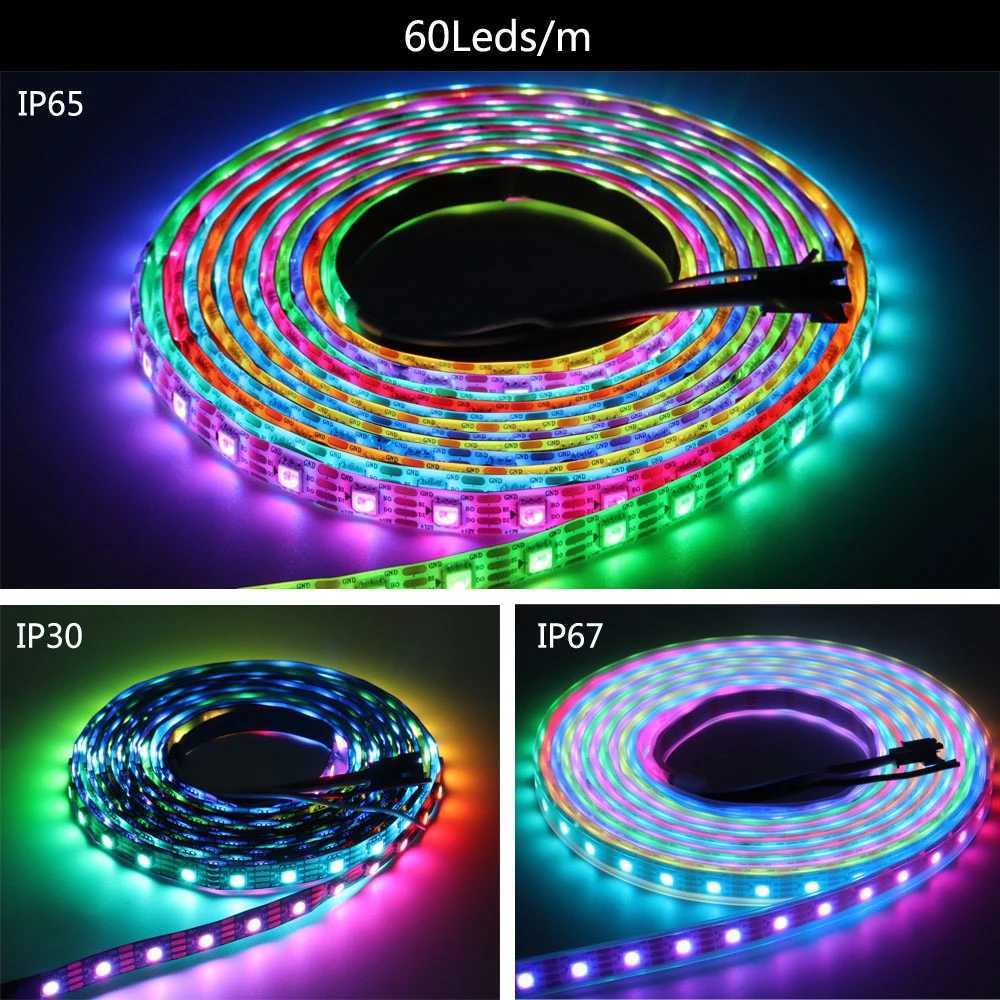 WS2812B WS2811 WS2813 WS2815 5050 RGB Smart LED Strip Lights WS2812 Individually Addressable IC 30/60/144Pixels/Leds/m Tape W250701