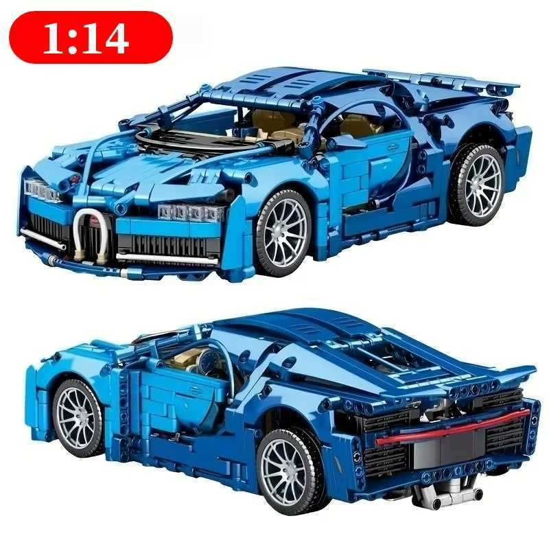 Blue Sports Car MOC Building Blocks Kit 1 14 Scale Sports Car Model Bricks Toys for Boys Children Gifts Y250701