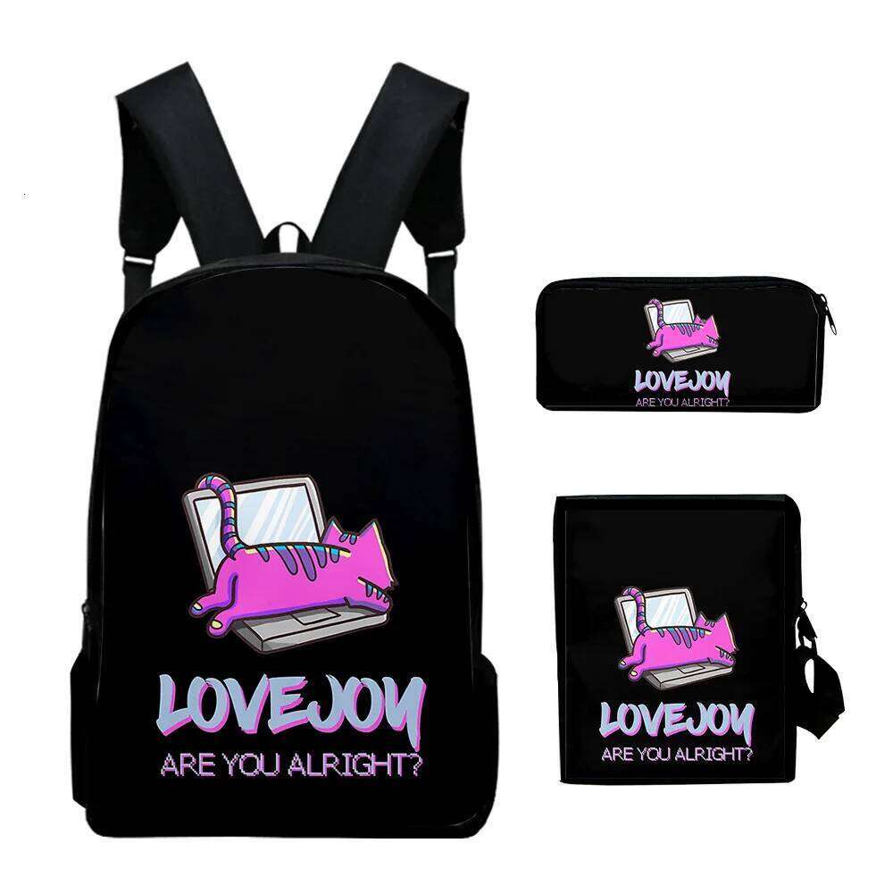 wilbur soot lovejoy 3D Print 3pcs/Set pupil School Bags Laptop Daypack Backpack Inclined shoulder bags Pencil Case