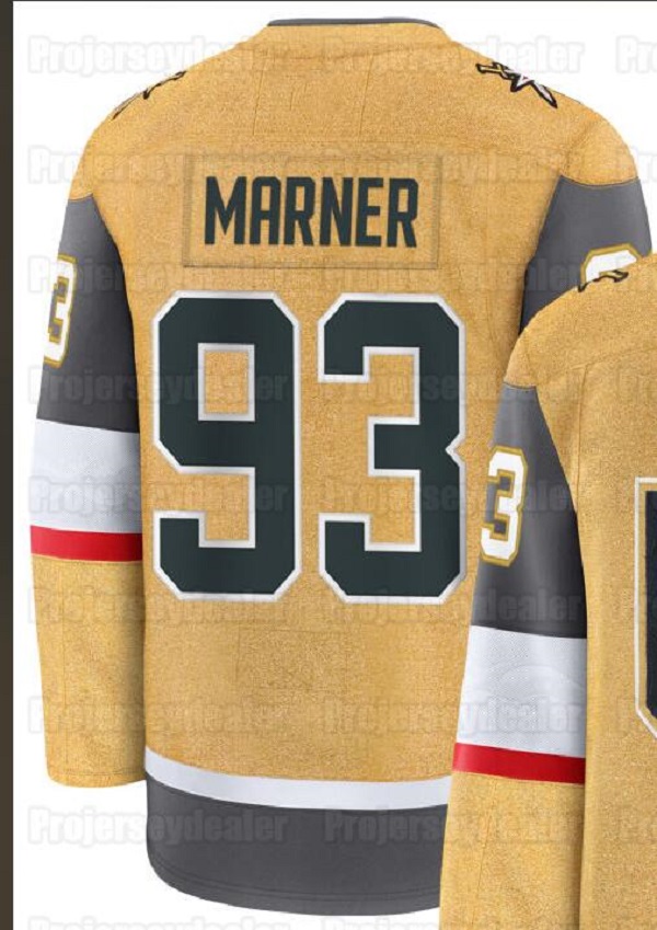 Knights 93 Mitch Marner Golden 2025-26 Jersey Mark Stone Jack Eichel Phil Kessel Kolesar Alex Pietrangelo Pavel Dorofeyev Brayden McNabb Tomas Hertl Theodore