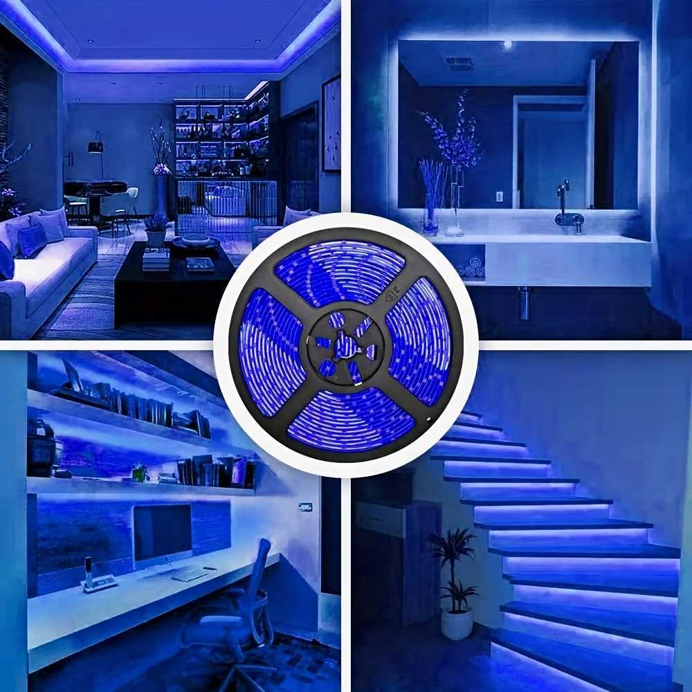 Blue 5V USB Charging LED Strip Lights for Smart TV Backlight for Gaming Room Decoration Home Bedroom Room Car Decor Lighting Lamp W250701