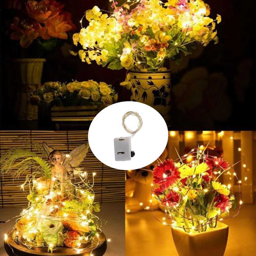 12pcs LED Fairy Lights 3 Lighting Modes Silvery Wire Fairy Lights Button Battery Powered String Lights for DIY Decoration W250701