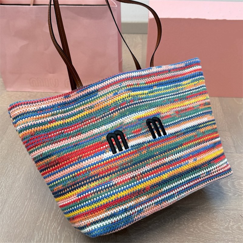Woman Handbag Shoulder Bags Designer Tote Bag Straw Totes Stripe Handbag Medium Size 10A