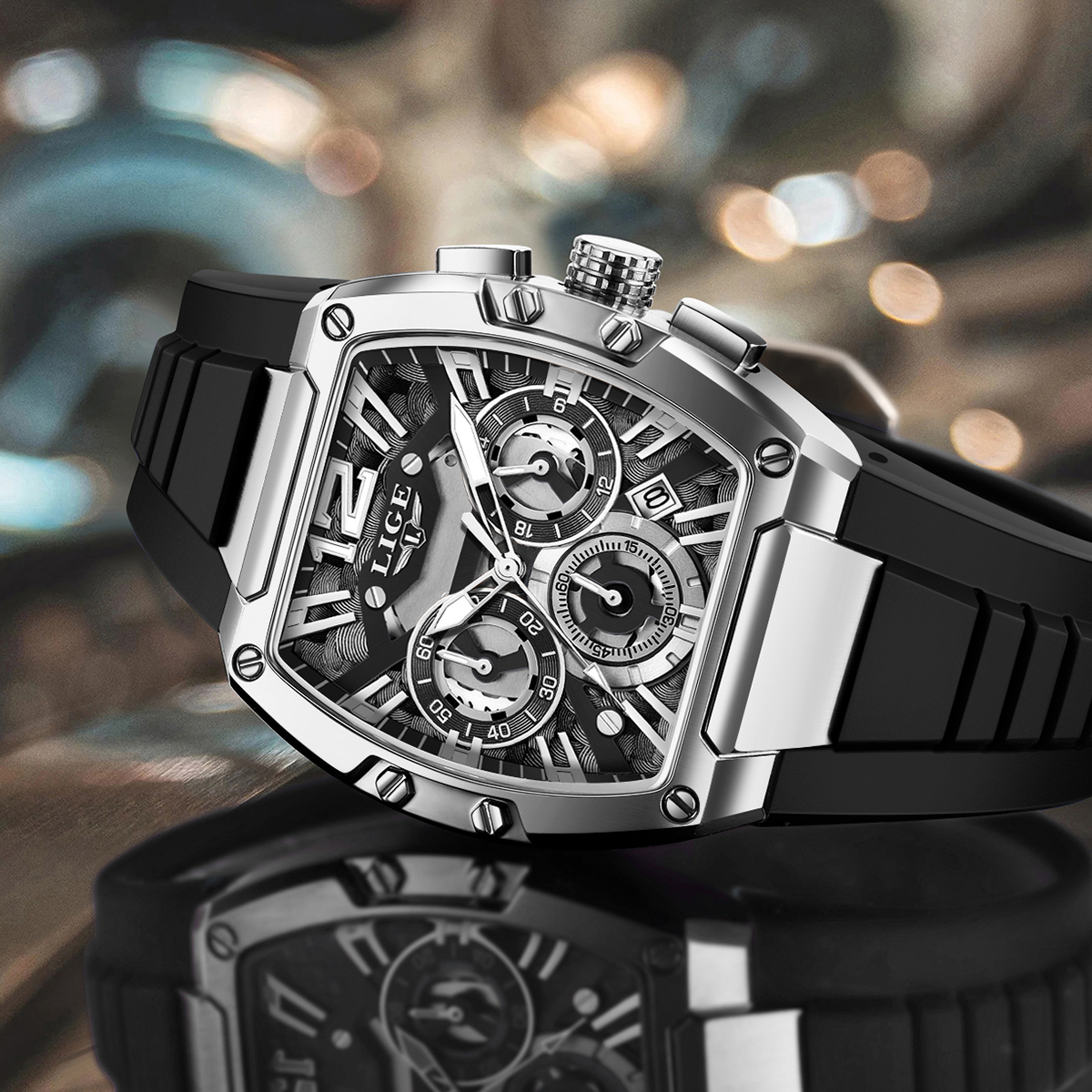 LIGE Men's Quartz Watch Fashion Business Watch Multifunctional Chronograph 24-hour Small Dial Holiday Gift Teen Watch Waterproof Watch