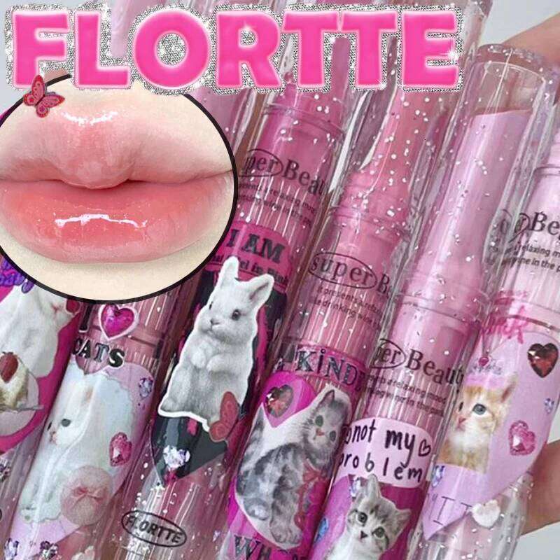 FLORTTE Waterproof Lip Gloss Make Up Plumper Shiny Lipstick Long Lasting Non-stick Cup Moisturising Liptint Korean Cosmetics X250702