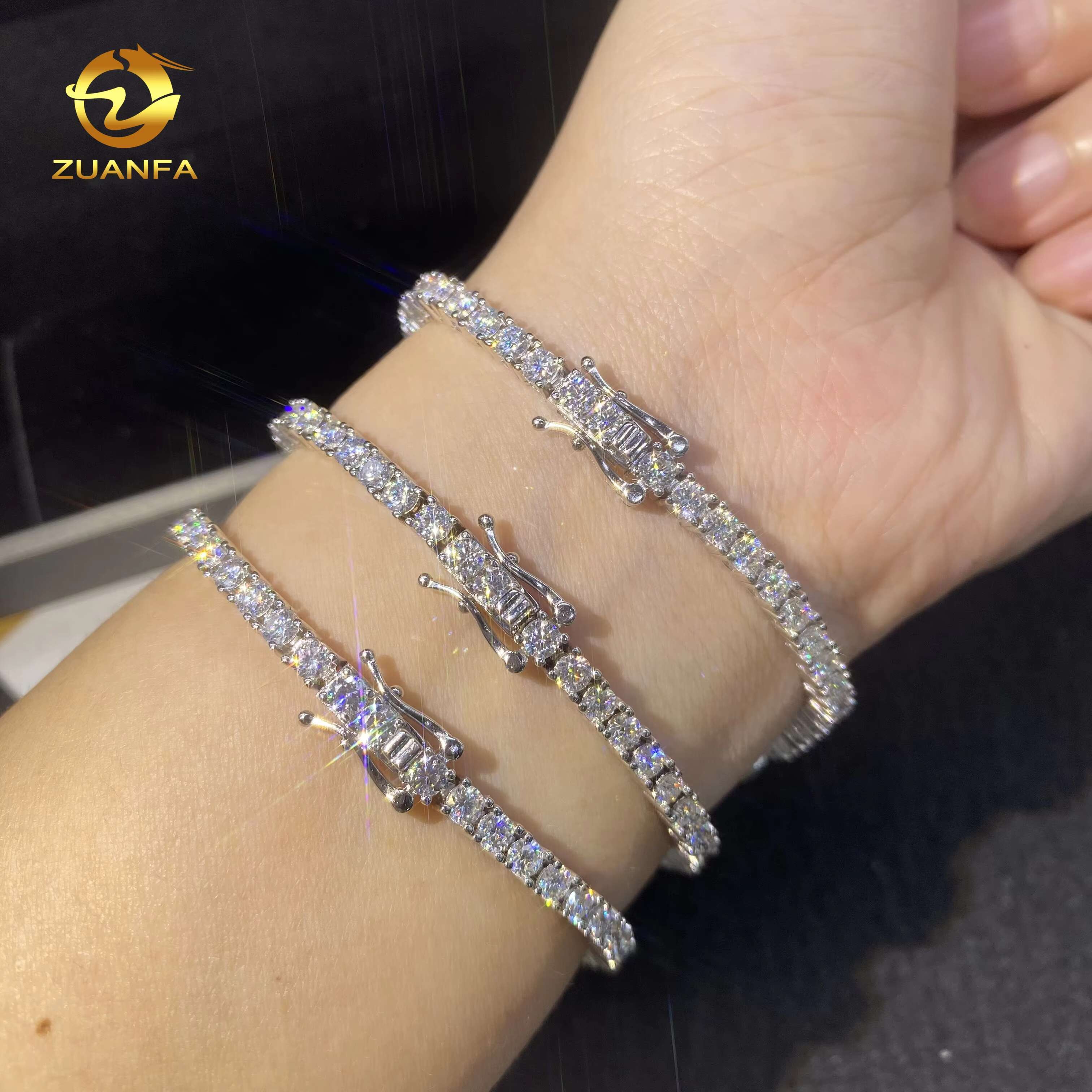 Elegant 3mm Diamond Tennis Bracelets 925 Silver Hip Hop Jewelry Women Iced Out VVS D Moissanite Rose Gold Butterfly Bracelet