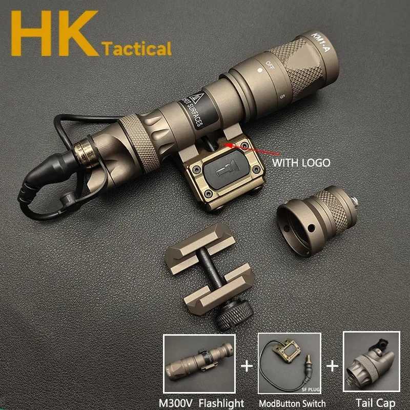 Tactical Scout Light M300V M600V LED White Strobe Flashlight Remote Pressure Switch for Hunting Rifle Fit 20MM Picatinny Rail XJ250701