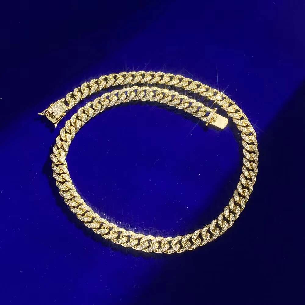 Hot Sale High Quality Moissanite Hip Hop Street Style 14K Real Gold Miami Cuban Link Chain in Silver 925