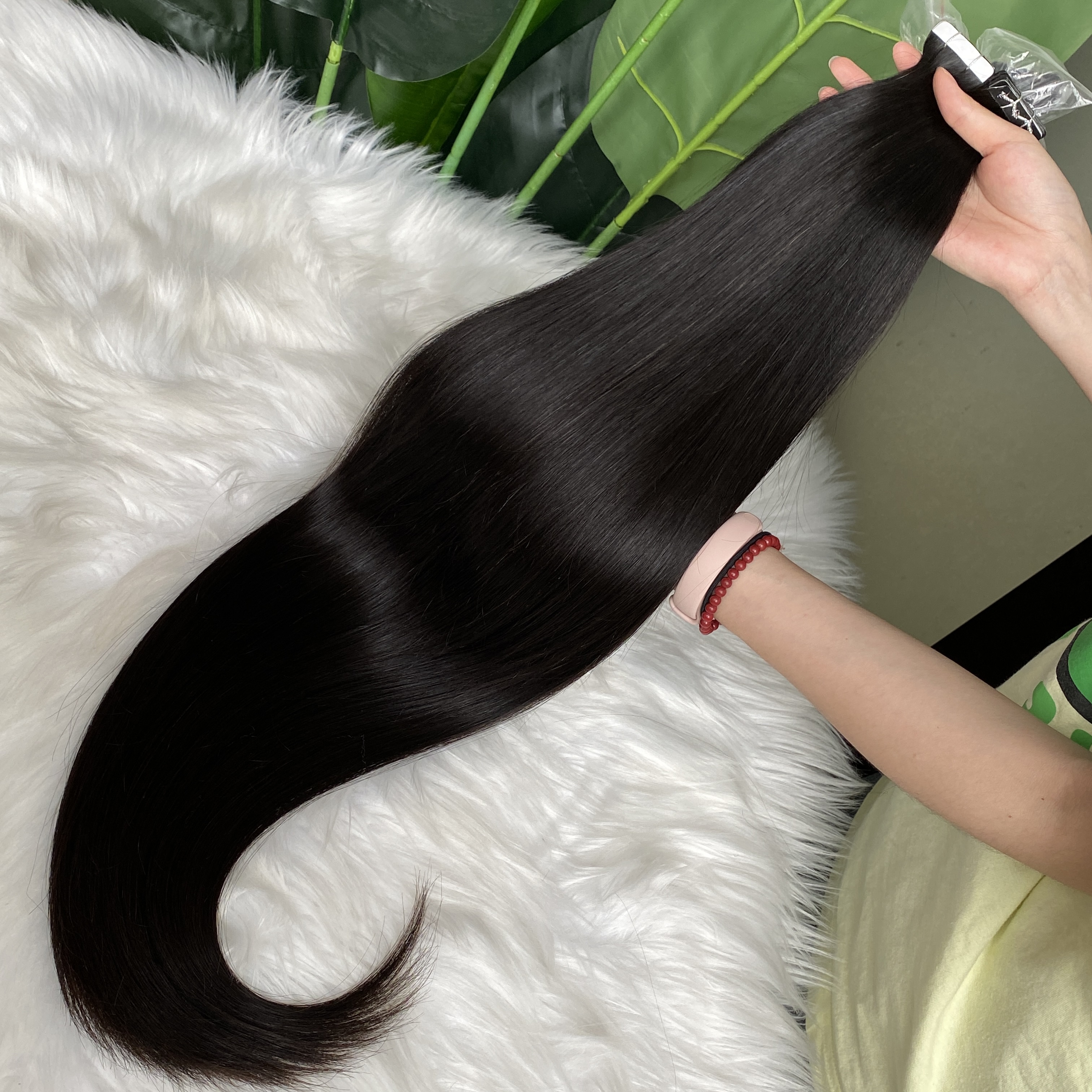 Natural Black Silky Straight Wavy Tape In Hair Extensions 50g/lot 3 Lots Russian Brazilian Malaysian Indian 100% Raw Virgin Human Hair